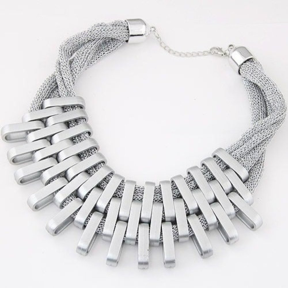 Multilayer Geometric Statement Necklace - Picture 3 of 8